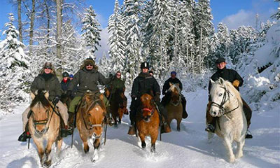 Randonnée à cheval Jura neige
